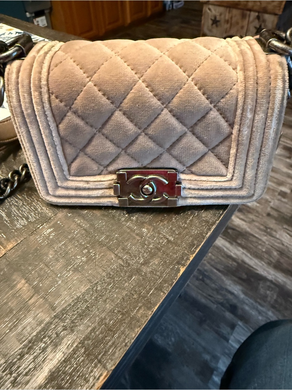 Chanel Quilted Velvet Boy Bag - Taupe